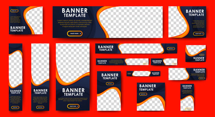 Wall Mural - business advertising banners template design with black and red background concept. vector