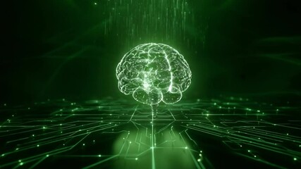 Wall Mural - digital brain: a glowing brain silhouette, representing the complexities of artificial intelligence 