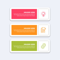 Wall Mural - Three colorful infographic boxes.