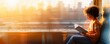 © KanitChurem - A young person reads a book on a train, with a warm sunset illuminating the scene, creating a cozy and reflective atmosphere.