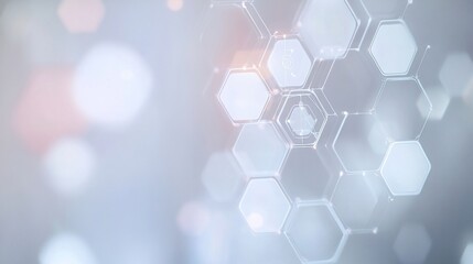 Wall Mural - abstract hexagon network glowing, bokeh background, technology concept