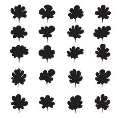 minimal vector abstract shapes in silhouette arranged in structured layout, each set bundle element 
