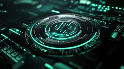 Futuristic interface, glowing control panel