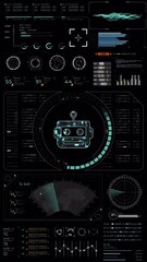 Wall Mural - motion graphic of blue digital robot head with hud ui and futuristic technology abstract background 