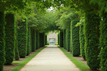  walkway in the middle of a lush green garden1