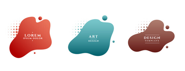 set of abstract fluid bubble shape banner