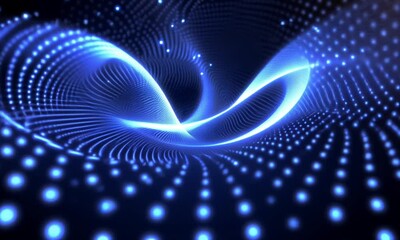 Wall Mural - blue light trails create intricate abstract motion on dark backdrop made with Generative AI technology