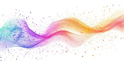 Abstract rainbow wave design with particle effects