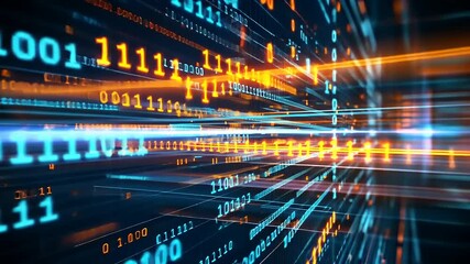 abstract background with binary code and data code 3 d rendering