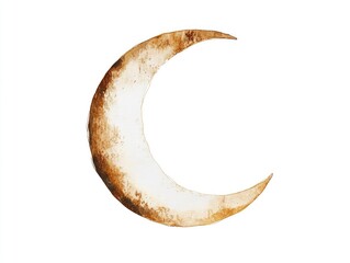 Wall Mural - Watercolor crescent moon illustration on white