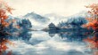 © AstutiStudio - Serene Autumn Landscape with Reflection of a Pagoda