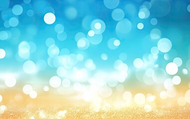 Wall Mural - Summer Background with Bokeh Lights, Glittering Sand Texture, and Sky Blue Hues