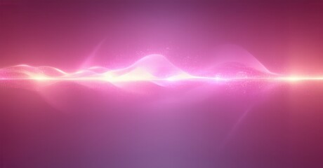 Fototapete - Abstract pink energy waves radiate from central bright line. Soft glow, blurred edges create dreamy visual effect.