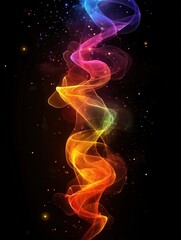 Wall Mural - abstract colorful smoke with sparkling particles on a dark background creating a magical and dreamy 