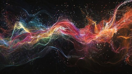 Aufkleber - Abstract dynamic flow of vibrant colours and particles