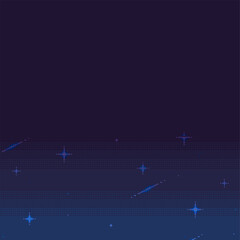 Wall Mural - Blue Glittery Space Gradient Background, Pixel Art Style