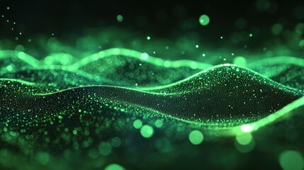 Aufkleber - Abstract glowing green particle wave background