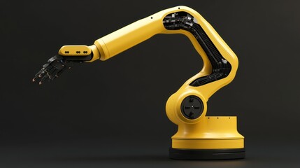 Leinwandbilder - Yellow robotic arm with intricate inner workings