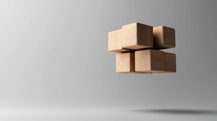 Poster - Wooden blocks in a spatial arrangement