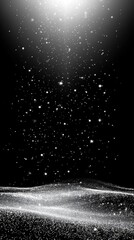 Wall Mural - ethereal snowfall over a shimmering landscape creating a magical winter scene with a dark background