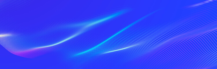 Wall Mural - Beautiful curved wave on a dark background. Digital technology background. Concept of network. 3D
