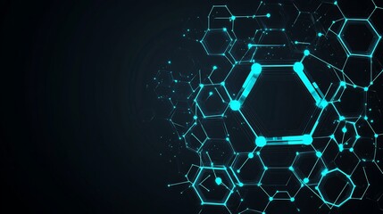 Wall Mural - glowing network hexagons digital background