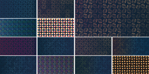 Wall Mural - a collection of bold 3d cube patterns in vibrant red, purple, brown and white tones on dark backgrou