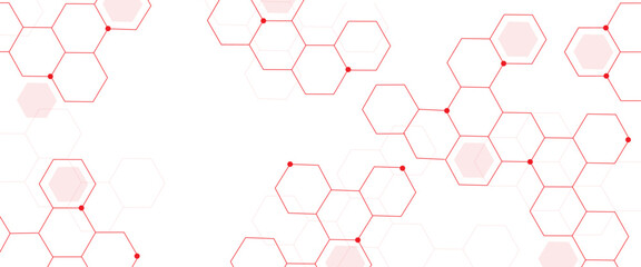 Fototapete - Vector hexagons pattern. Abstract geometric red texture background red hexagon 3D background texture.