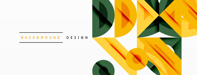 Leinwandbilder - Abstract geometric paper layers create dynamic composition. Yellow, green hues dominate design, offering modern aesthetic.