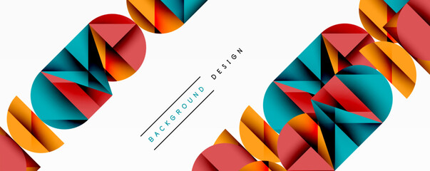 Leinwandbilder - Abstract geometric shapes, vibrant colors, modern design. Circles, triangles create dynamic composition. Clean background enhances visual impact.