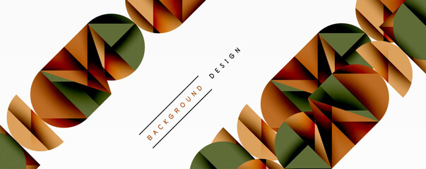 Leinwandbilder - Abstract geometric shapes, orange, green hues. Minimalist design, modern background pattern. Clean lines, simple composition.