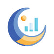 © Ifti Digital - Simple logo design for a sleep optimization app featuring a crescent moon, bars representing data, and a sun element, created to enhance user experience and engagement