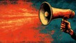 © bagasjoko - Hand holding megaphone, fiery message explodes