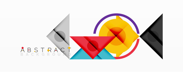Leinwandbilder - Abstract geometric shapes overlap, creating dynamic visual composition. Bright colors contrast with grayscale elements. Modern design.