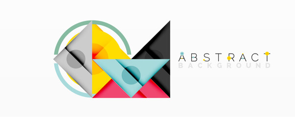 Poster - Geometric shapes overlap, creating vibrant colorful design. Modern aesthetic, suitable for backgrounds, presentations.