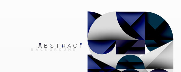 Leinwandbilder - Geometric shapes overlap, creating modern abstract design. Blue, white, gray tones dominate composition. Minimalist aesthetic.