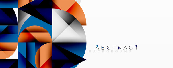 Leinwandbilder - Geometric shapes overlap, creating dynamic composition. Orange, blue, white dominate design. Modern aesthetic, clean lines present.