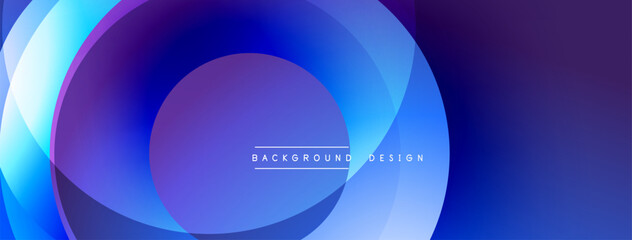 Leinwandbilder - Abstract design features overlapping circles. Shades range from deep purple to bright blue. Minimalist aesthetic, modern presentation.