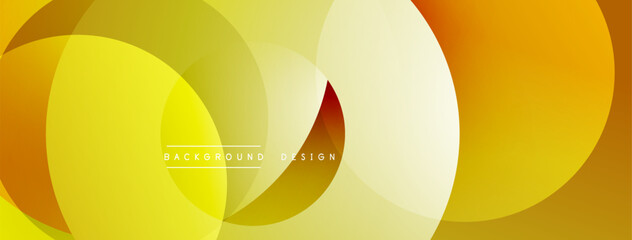 Fototapete - Abstract yellow, orange circles overlap. Soft gradients create modern background design. Minimalist aesthetic, warm tones dominate composition.