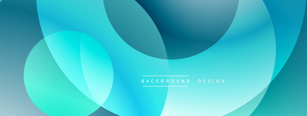 Fototapete - Abstract background features overlapping circles, turquoise hues, smooth gradients. Modern design element for digital projects.