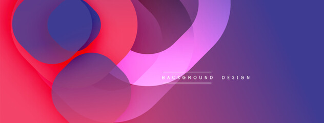 Poster - Abstract circles overlap, creating vibrant pinks, purples, blues. Smooth gradients suggest depth, modern aesthetic. Background design element.