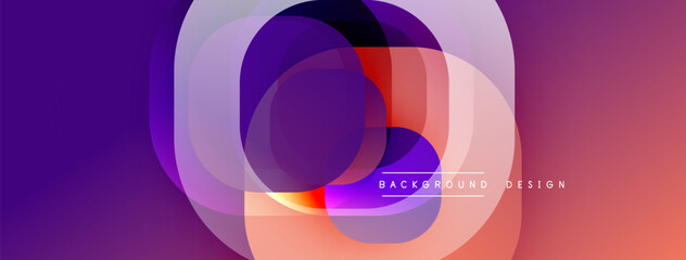Fototapete - Abstract layers create vibrant gradient effect. Purple, orange hues dominate composition. Modern design element for backgrounds.