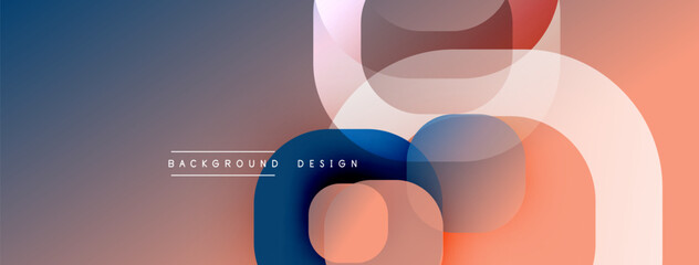 Fototapete - Abstract geometric shapes overlap. Soft gradients create modern, minimalist visual effect. Background design features muted colors.