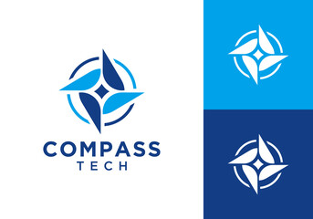 simple compass star logo vector design concept