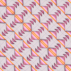Leinwandbilder - Illustration of a symmetrical pattern of striped conical shapes with a pink and purple gradient. The composition creates the illusion of endless motion. 3d rendering