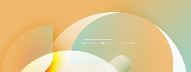 Leinwandbilder - Abstract shapes overlap, creating soft gradients. Warm peach tones blend with cool teal hues. Minimalist design evokes calm atmosphere.