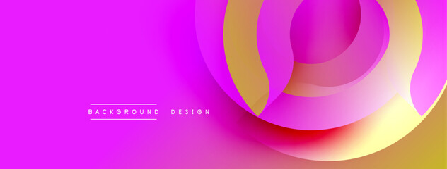 Fototapete - Abstract vibrant layers create flowing shapes. Pink, purple, yellow hues blend smoothly. Modern design element for backgrounds.