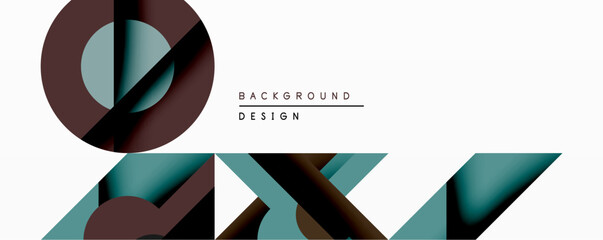 Aufkleber - Abstract geometric composition. Shapes overlap, creating layered effect. Colors include maroon, teal, black, white. Minimalist design suitable for backgrounds or branding.