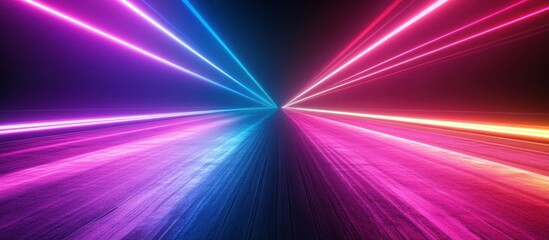 Wall Mural - neon light streaks on road, night speed