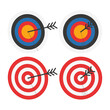 © RaVi - Archery Target with Arrows Vector. Arrow Right Piercing in the Center of the Target. Target Board. Target Icon.